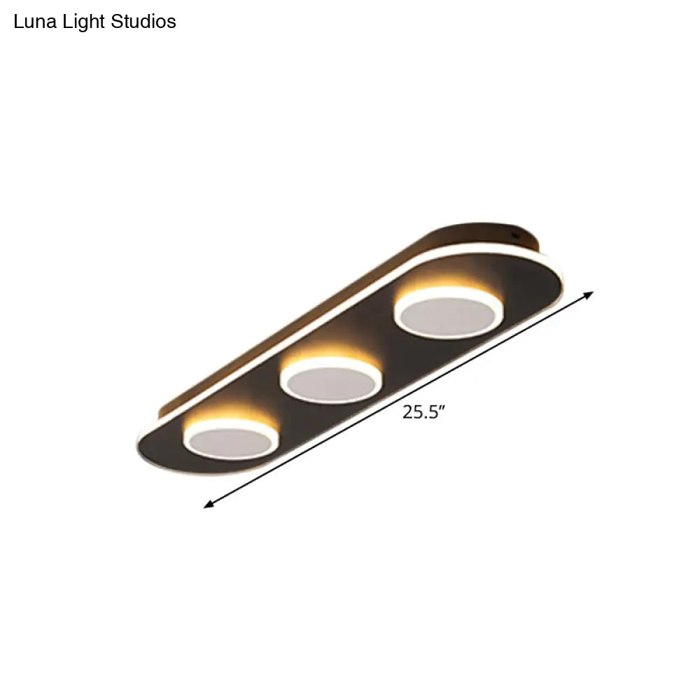 Modern Led Flush Mount Lamp In White With Oval And Round Design Acrylic Shade 18’/25.5’ Width