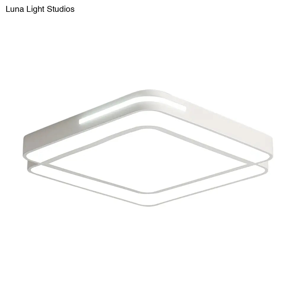 Modern Led Flush Mount Light Fixture With Acrylic Shade - Black/White Square Design White
