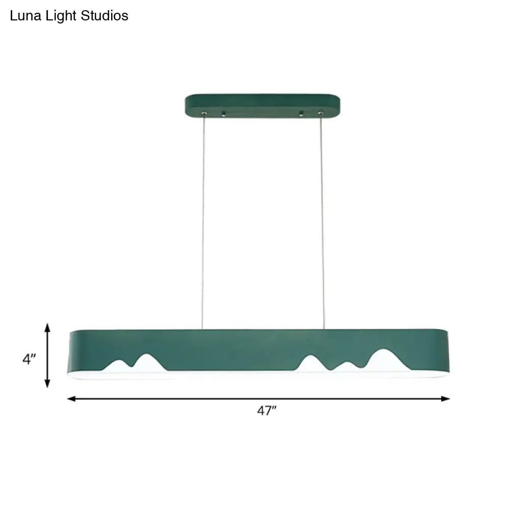 Modern LED Linear Chandelier - White/Black/Green - Rectangular Design - Hanging Ceiling Light in White/Warm Light