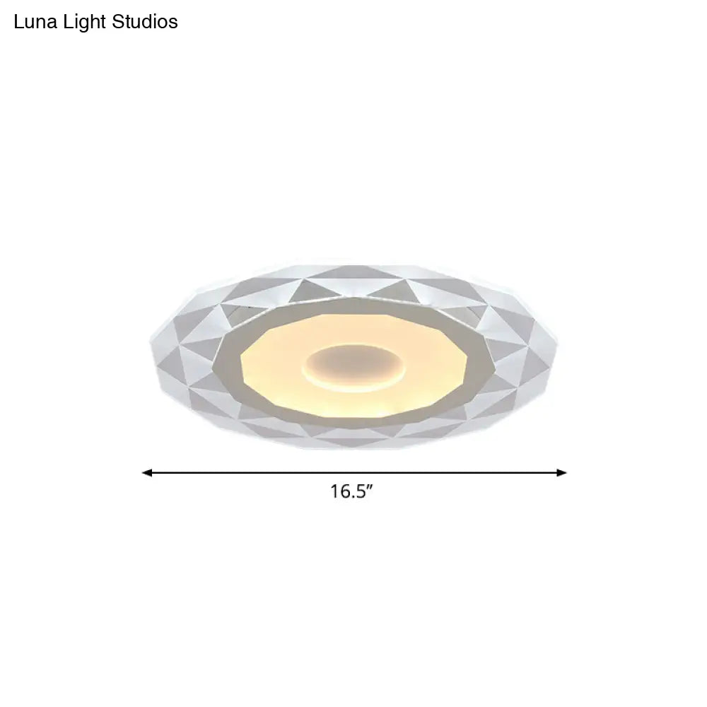 Modern Led Living Room Flush Mount Light With Diamond-Shaped Acrylic Shade -