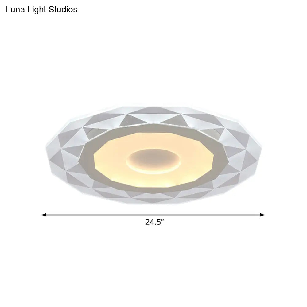 Modern Led Living Room Flush Mount Light With Diamond-Shaped Acrylic Shade -