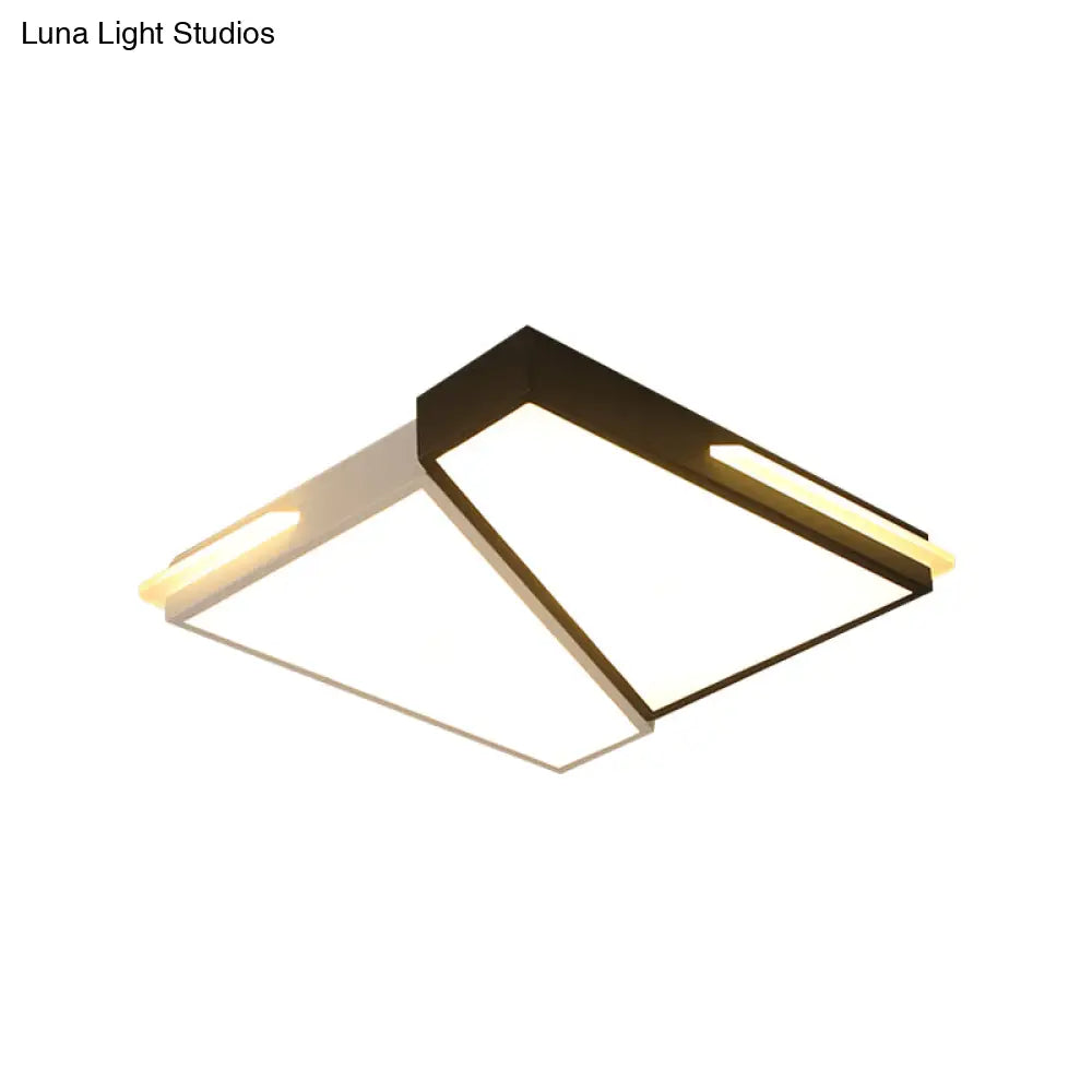 Modern Led Metal Ceiling Light For Bedroom - Warm/White Rectangular/Square Flush Mount