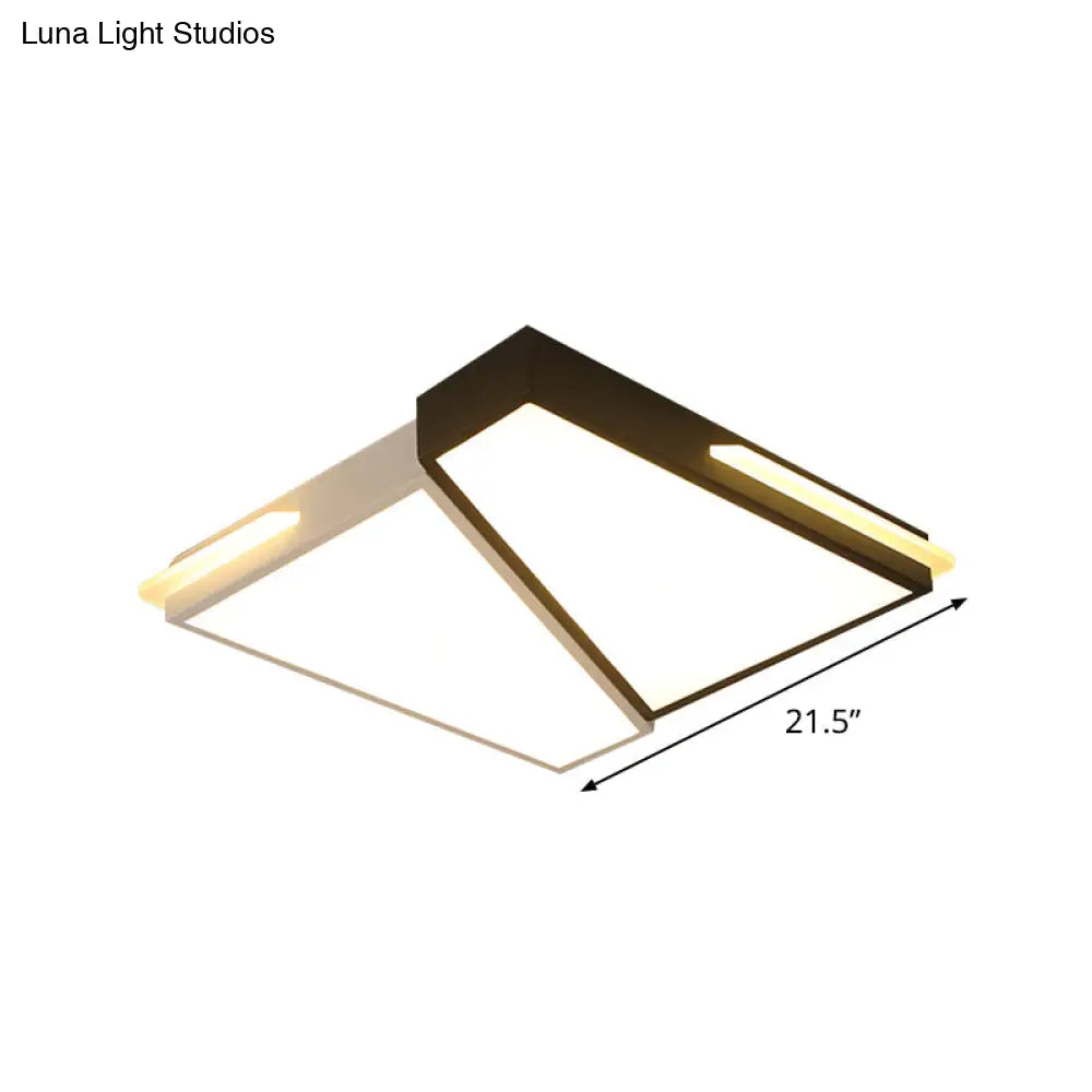 Modern Led Metal Ceiling Light For Bedroom - Warm/White Rectangular/Square Flush Mount