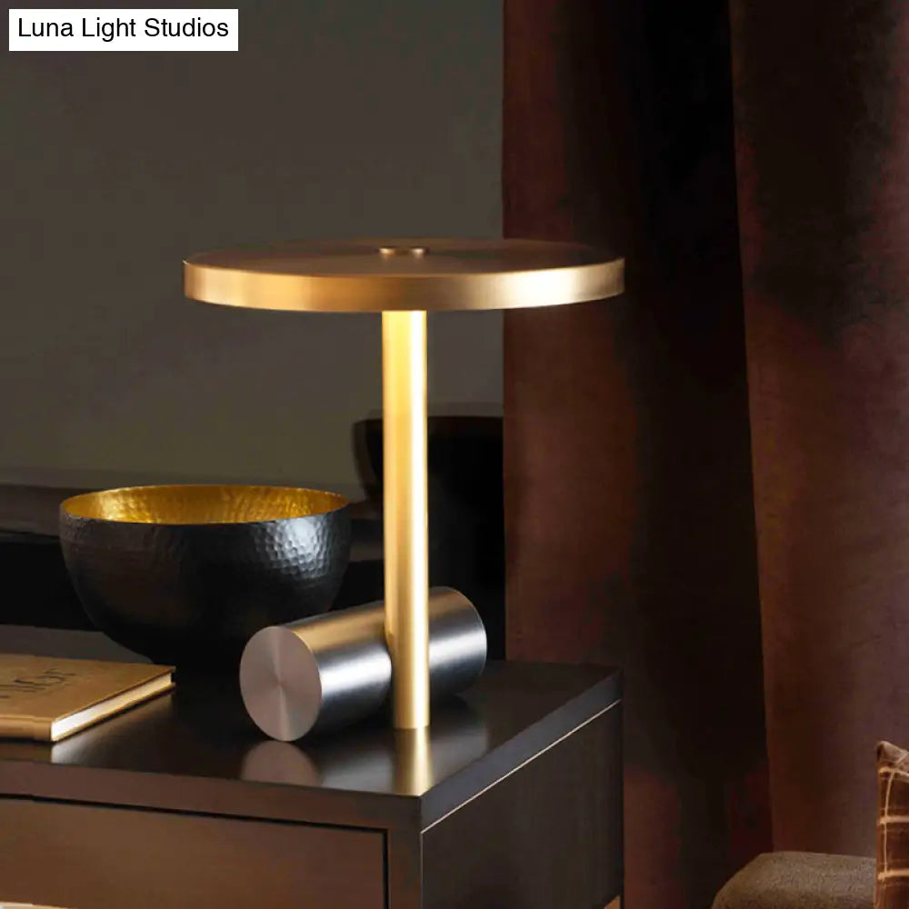 Modern Led Nightstand Lamp: Gold Table Lighting With Metal Shade For Study Room