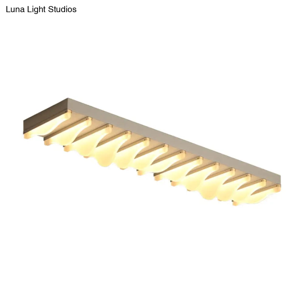 Modern Led Rectangular Ceiling Flush Light Fixture - 16’/23.5’/31.5’ Wide White Flushmount