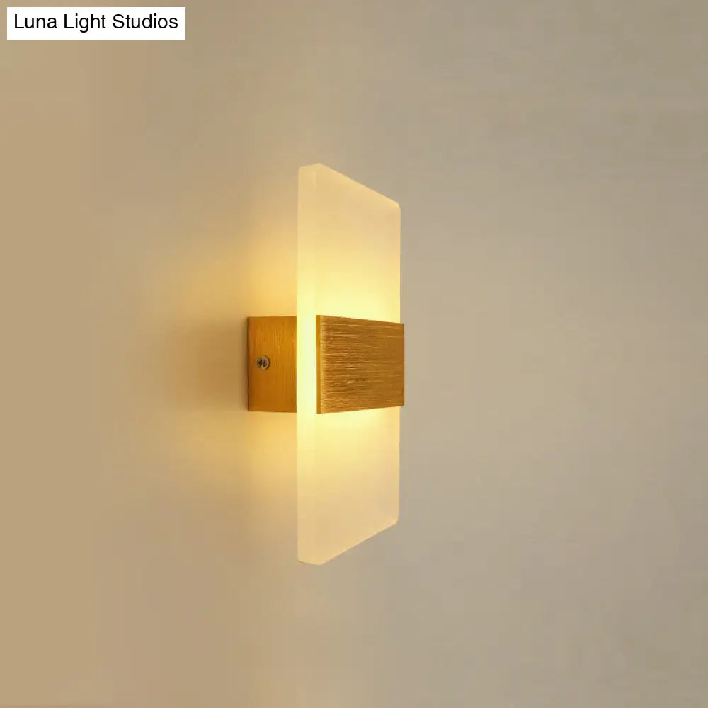 Modern Led Wall Sconce In Oval/Rectangular/Convex Shape - 8/10.5 Wide Warm/White/Natural Light