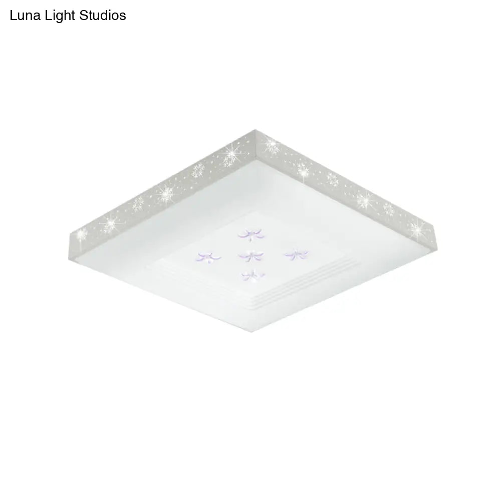 Modern Led White Flush Ceiling Light With Flower Pattern - White/Warm/3 Color Options