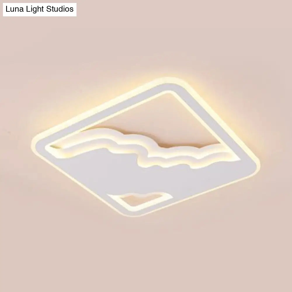 Modern Led White Flush Mount Ceiling Light Ultra Thin Design 19’/35.5’ Wide