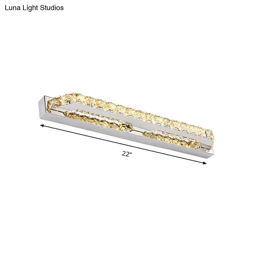 Modern Linear Wall Mounted Vanity Sconce For Bathroom - Clear/Amber Crystal Warm/White Light