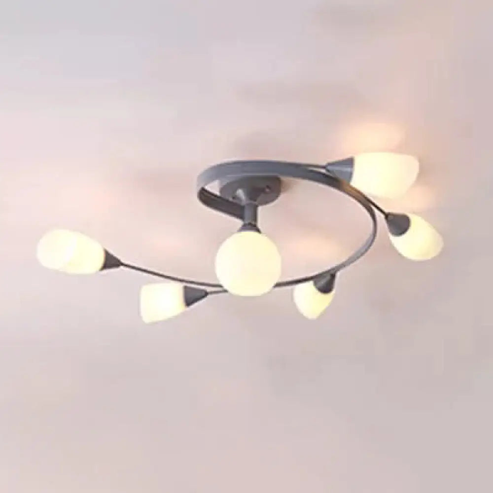 Modern Macaron Twist Semi-Flushmount Ceiling Light For Kitchen Opal Glass And Metal 6 / Grey