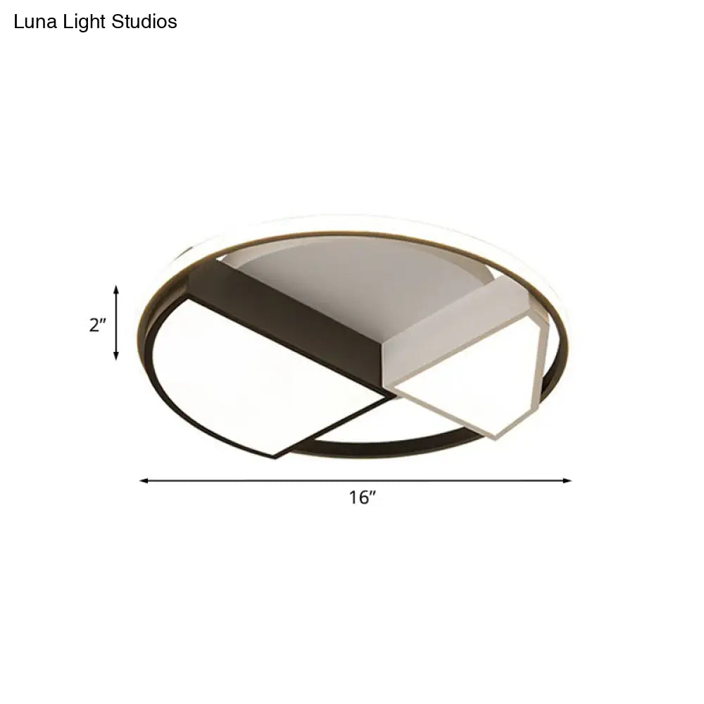 Modern Metal Diamond Ceiling Mounted Led Fixture - 16’/19.5’ Wide Black - White Flushmount