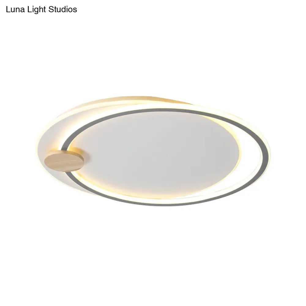 Modern Metal Led Circle Ceiling Lamp: Black/Grey Flush Mount Lighting In Warm/White Light