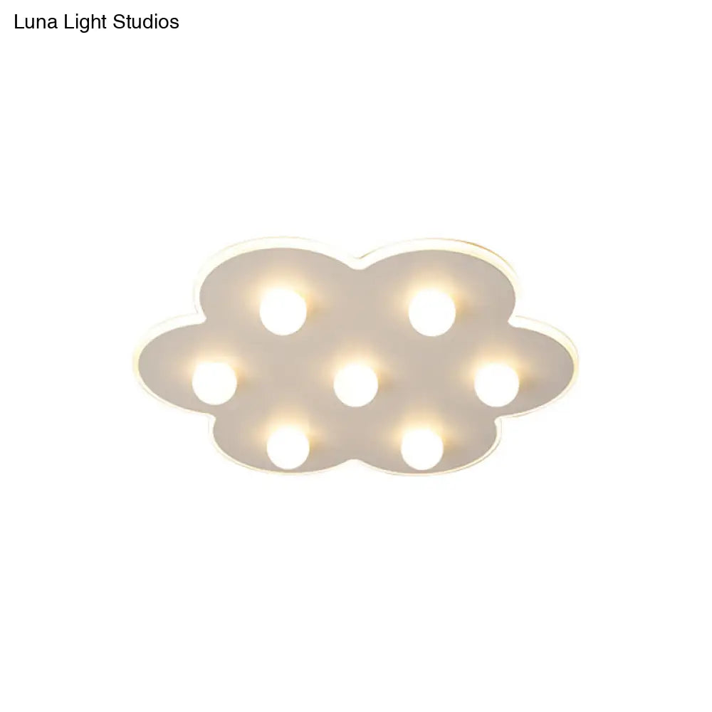 Modern Metal Led Flush Ceiling Light For Kids - Flower/Round/Square Design 8 Lights 16.5/19.5 Inch