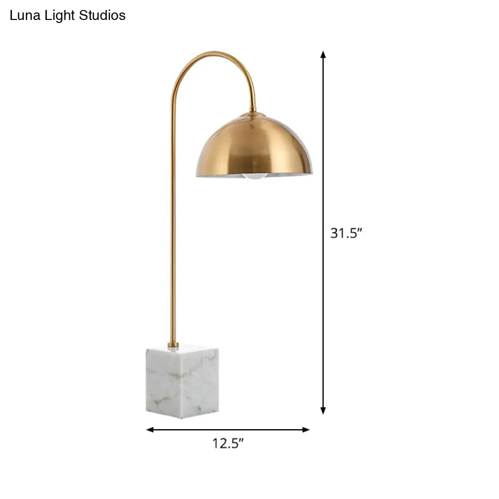 Modern Metal Table Lamp With Brass Finish And White Marble Base