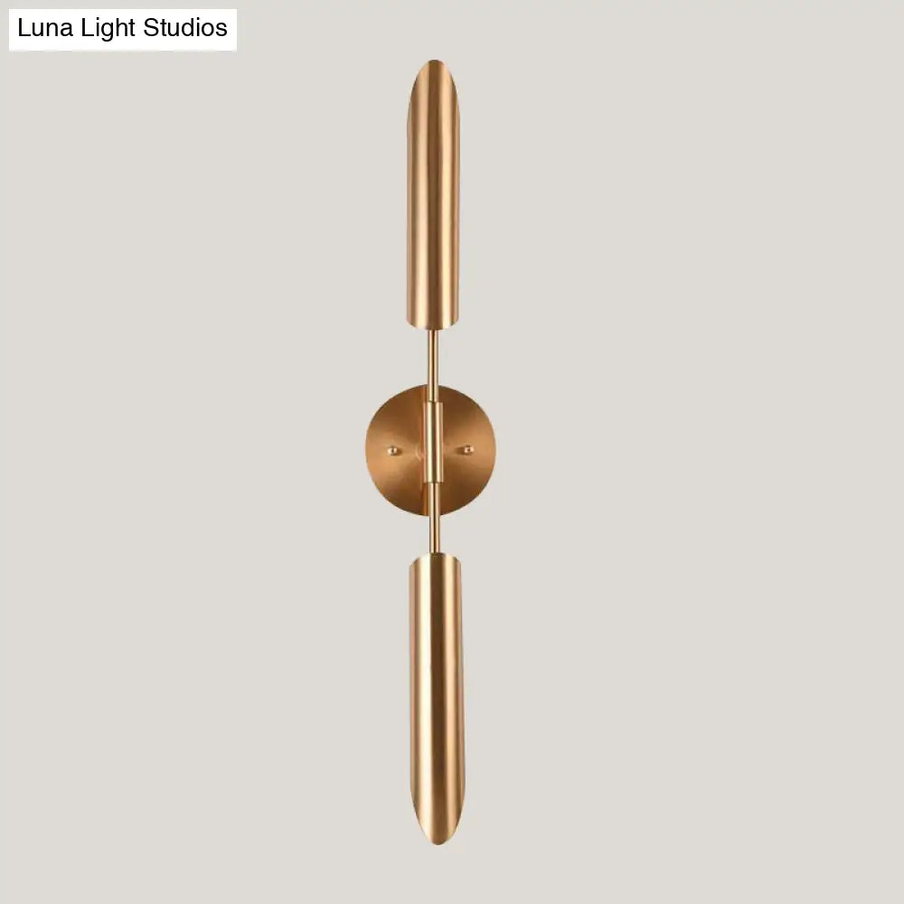 Modern Metal Wall Lamp Sconce With Brass Finish Led Lighting - Tube Up-Down Mount