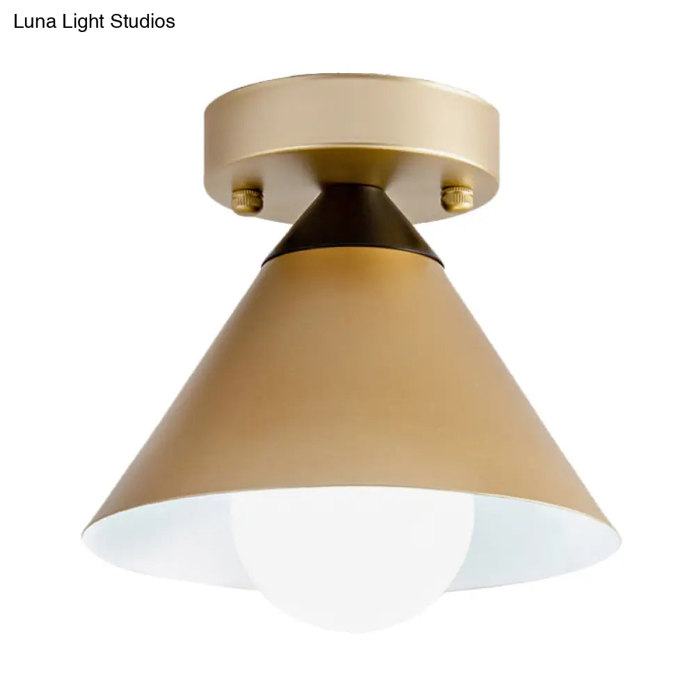 Modern Metallic Flushmount Ceiling Light With Conical Design - 1 - Light Gold Finish