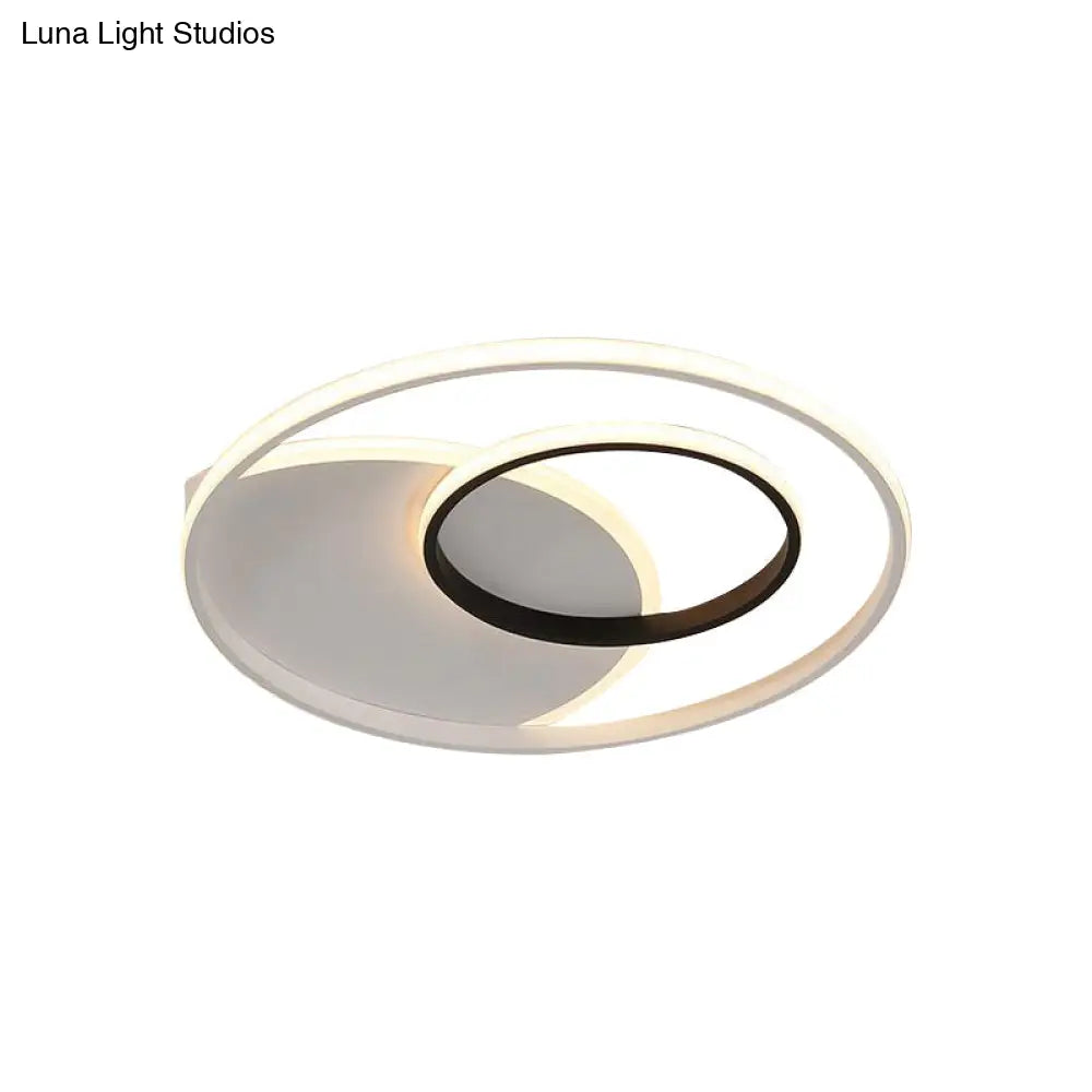 Modern Metallic Led Ceiling Light - Round 16.5’/20.5’ Wide White Flushmount