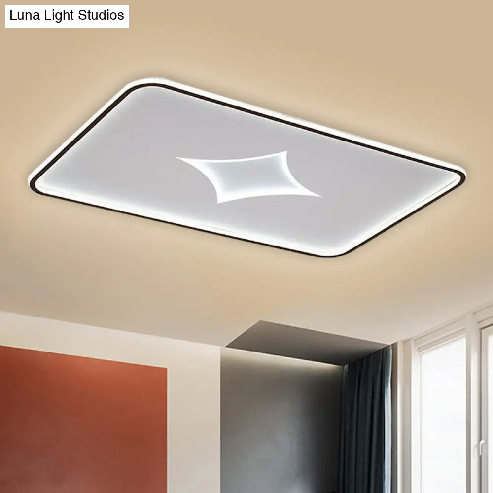 Modern Metallic Led Flush Ceiling Light In Black/Gold - Round/Rectangle White Available 3 Sizes