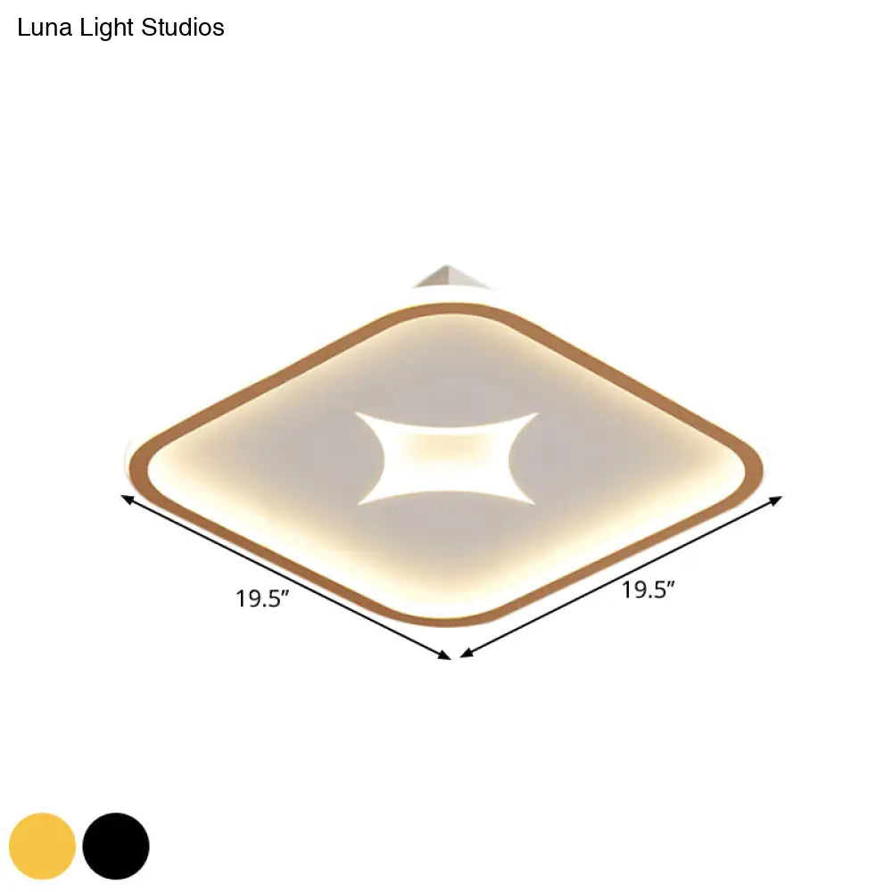 Modern Metallic Led Flush Ceiling Light In Black/Gold - Round/Rectangle White Available 3 Sizes