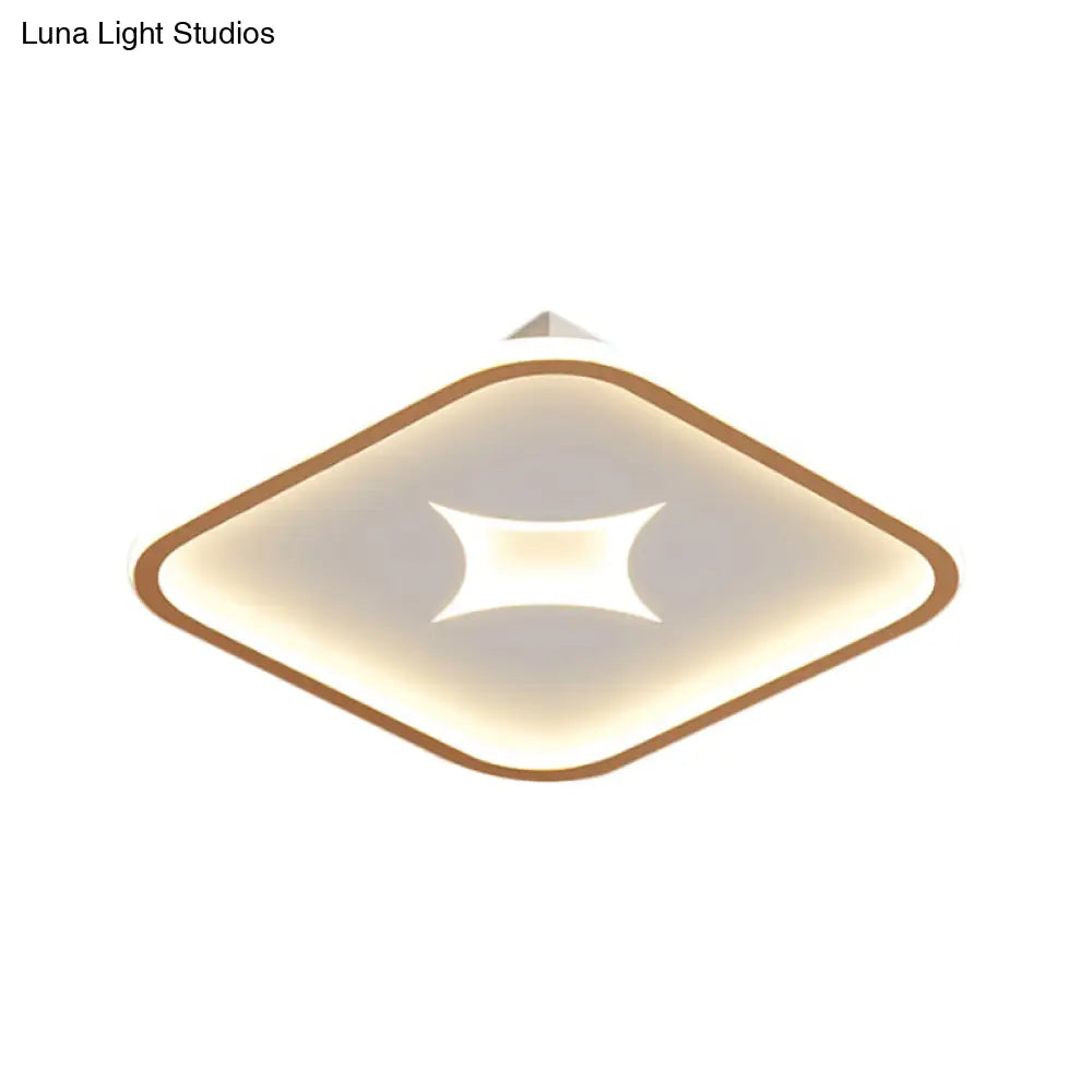 Modern Metallic Led Flush Ceiling Light In Black/Gold - Round/Rectangle White Available 3 Sizes