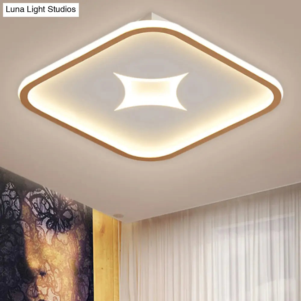 Modern Metallic Led Flush Ceiling Light In Black/Gold - Round/Rectangle White Available 3 Sizes