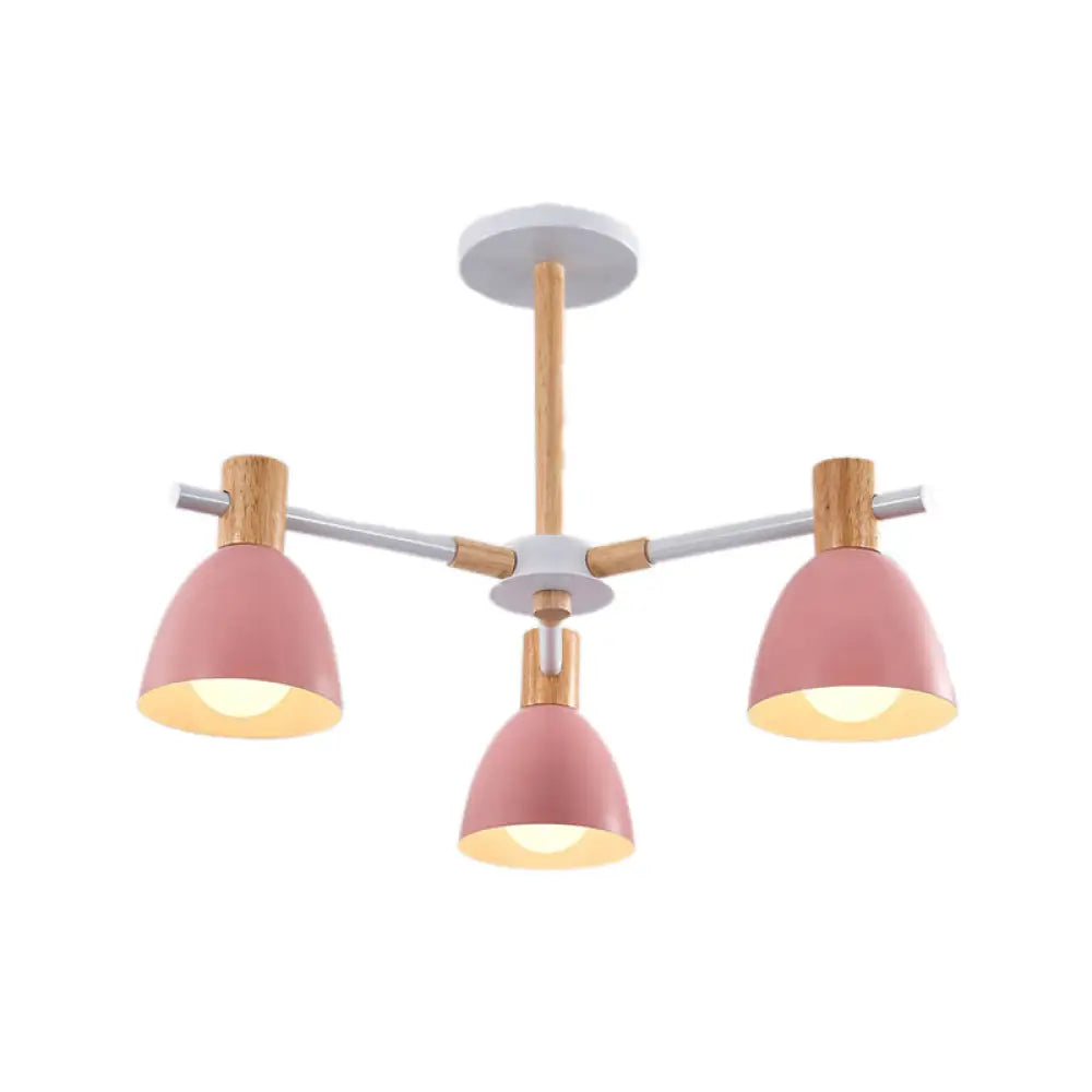 Modern Metallic Macaron Chandelier: Stylish Candy-Colored Game Room Lighting 3 / Pink