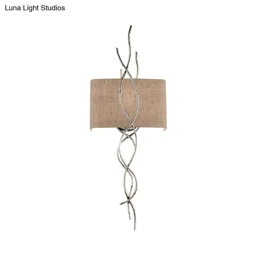 Modern Metallic Wall Sconce: Gold/Silver Branch Design With Rectangle Fabric Shade