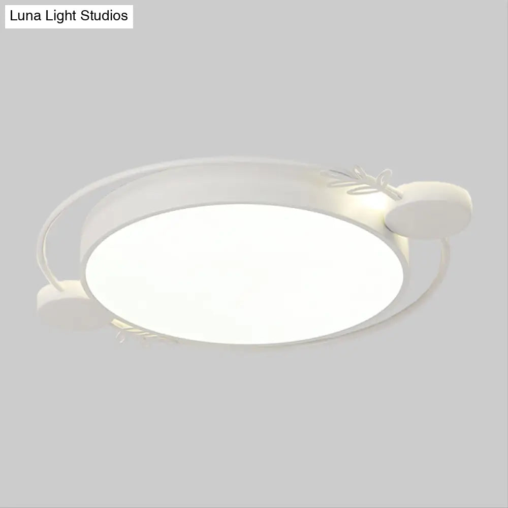 Modern Minimalist Round Flushmount Led Ceiling Light In Metallic Black/White/Grey With Stylish Ring