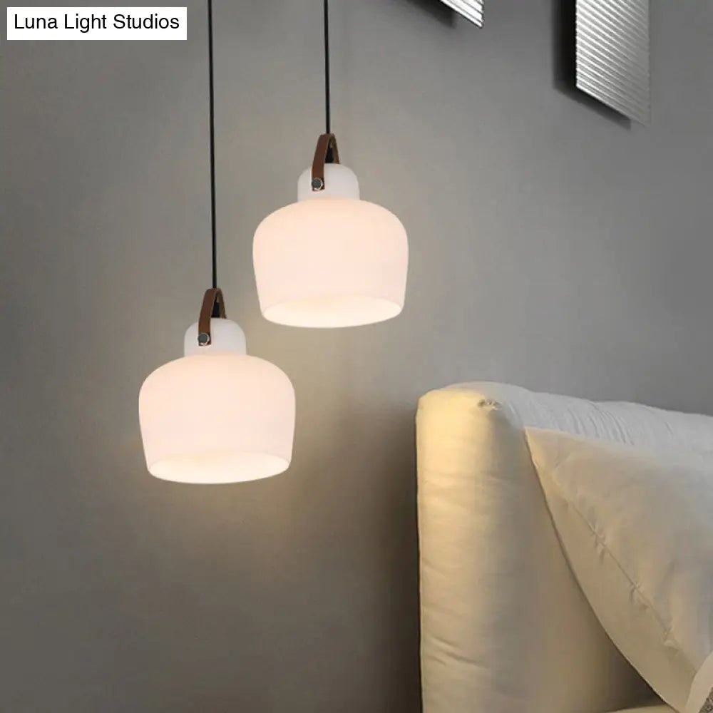 Modern Minimalist White Glass Pendant Lamp - 1 Light Hanging For Living Room