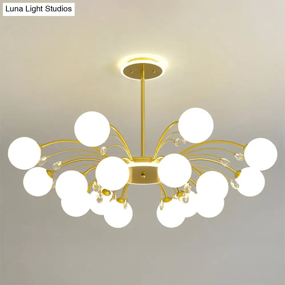 Modern Modo Chandelier With Opal Frosted Glass | Ceiling Hang Light For Sitting Room
