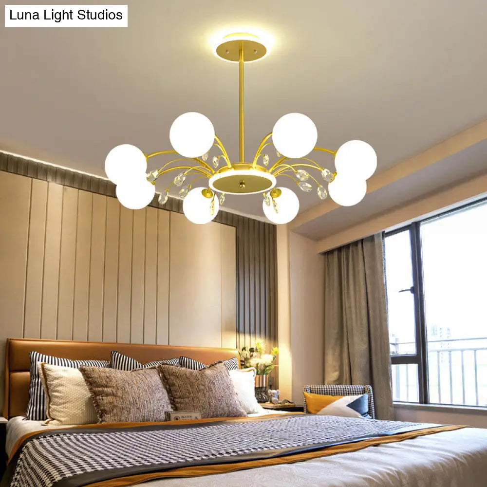 Modern Modo Chandelier With Opal Frosted Glass | Ceiling Hang Light For Sitting Room