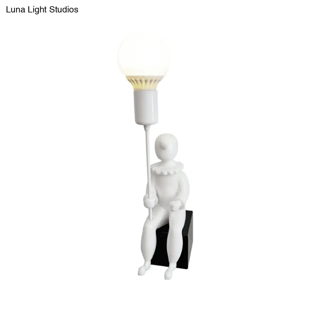 Modern Monochrome Boy Wall Light For Bedroom - Resin 1 Head Lamp