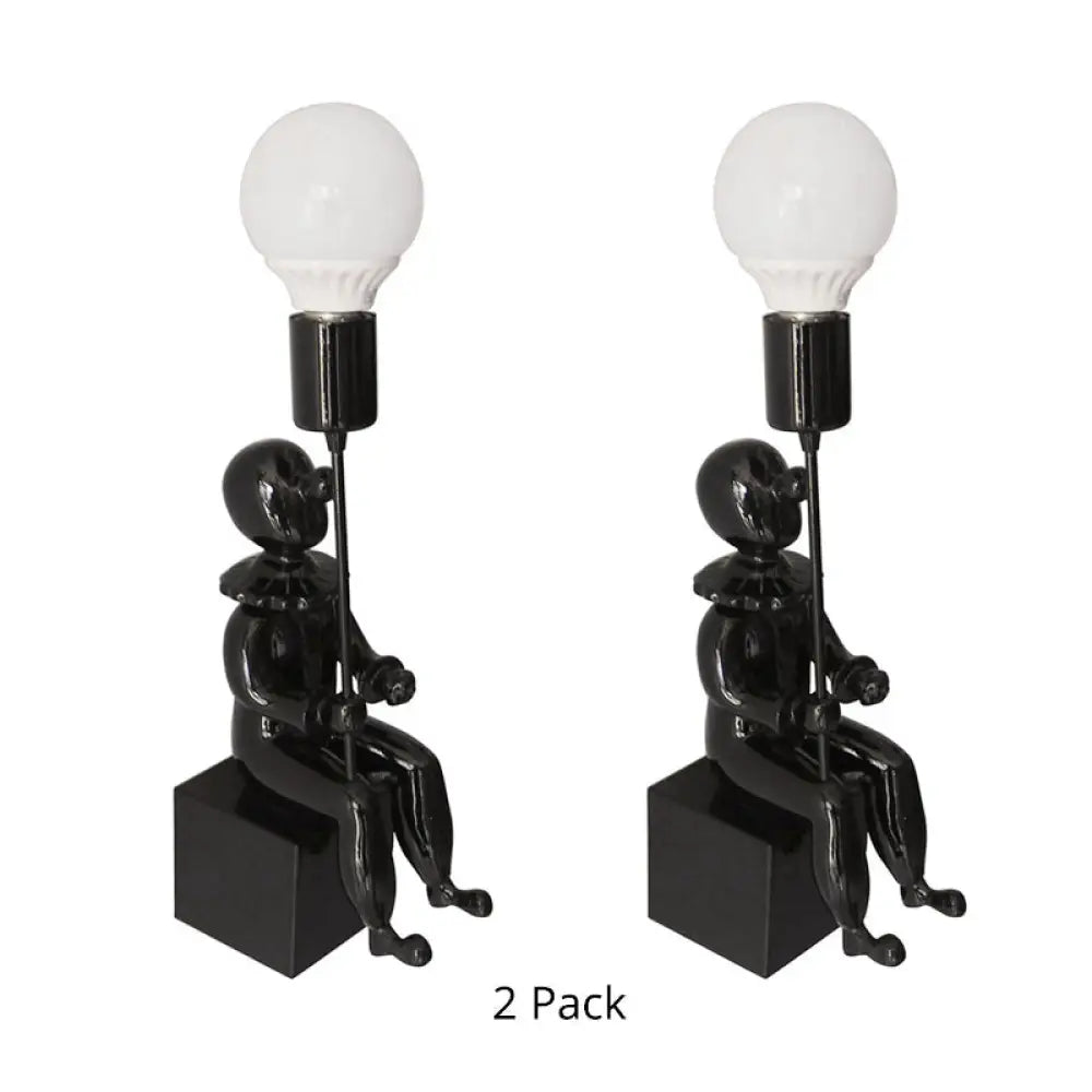 Modern Monochrome Boy Wall Light For Bedroom - Resin 1 Head Lamp Black / 2