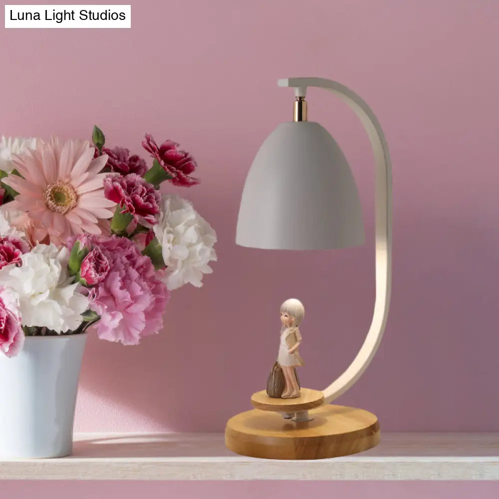 Modern Nordic Conical Nightstand Lamp - White/Black Metallic 1 Light Girl Decor