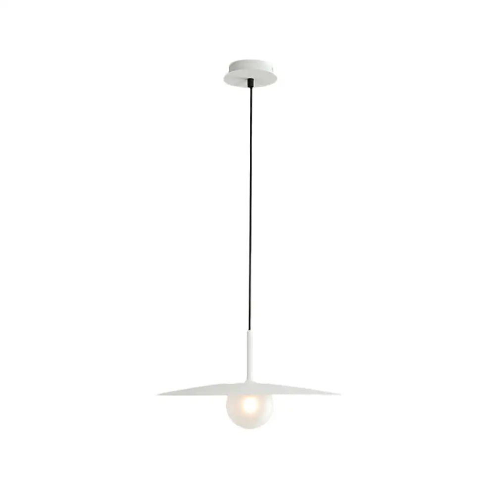 Nordic Hanging Light Metal Single Restaurant Pendant With Milk Glass Shade In Black/Grey/White