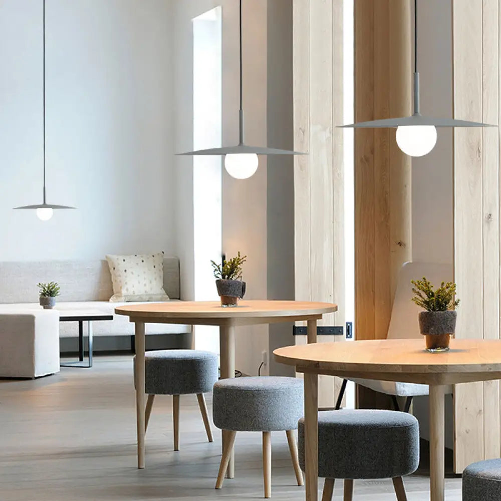 Modern Nordic Hanging Pendant Light With Milk Glass Shade - Single Bulb Ceiling Fixture In
