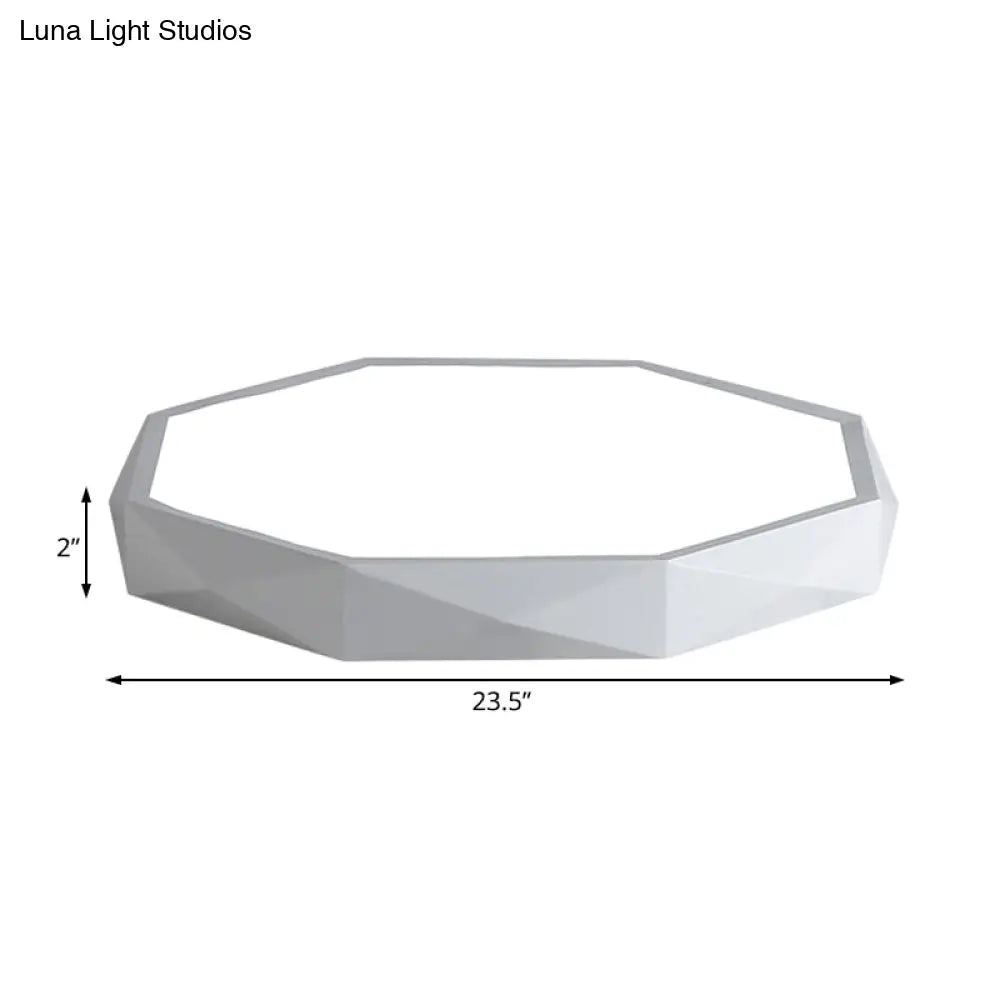 Modern Octagon Metal Led Flush Mount Lamp - 16’/19.5’/23.5’ Wide White Perfect For Living Room