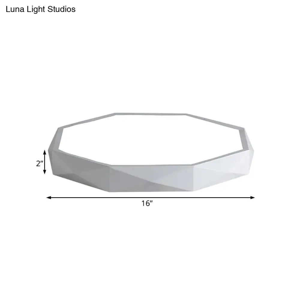 Modern Octagon Metal Led Flush Mount Lamp - 16’/19.5’/23.5’ Wide White Perfect For Living Room