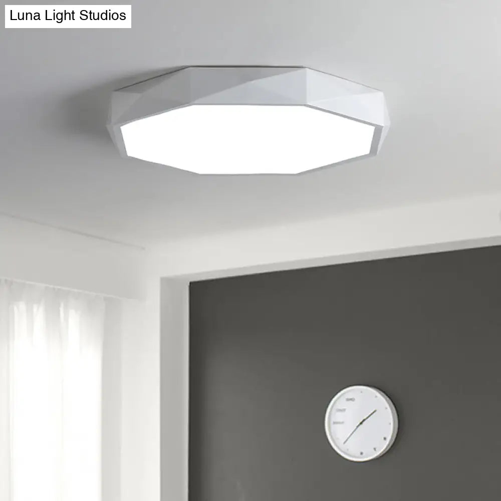 Modern Octagon Metal Led Flush Mount Lamp - 16’/19.5’/23.5’ Wide White Perfect For Living Room