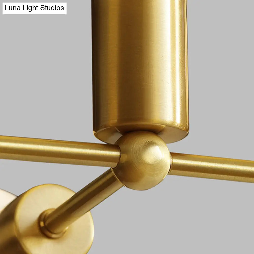 Modern Opal Glass Branch Chandelier With Brass Arm - 6/9/12 Lights Bedroom Hanging Light
