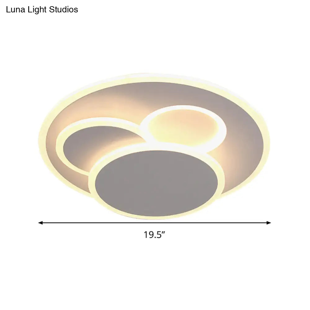 Modern Round Led Ceiling Lamp In Warm/White Light - Acrylic Flush Mount