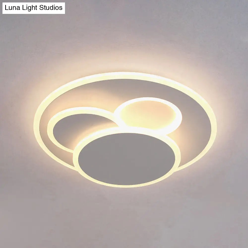 Modern Round Led Ceiling Lamp In Warm/White Light - Acrylic Flush Mount