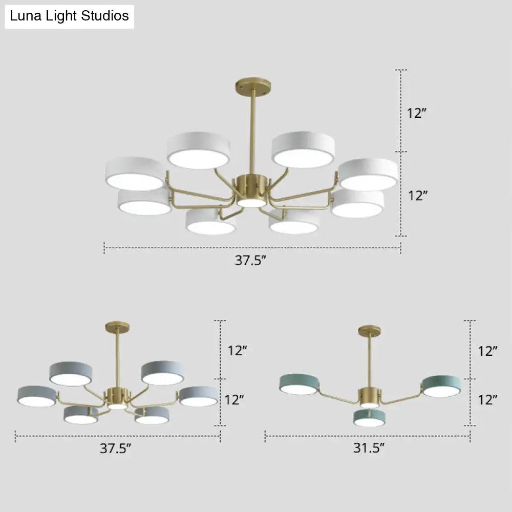 Modern Round Led Chandelier - Minimalistic Acrylic Living Room Hanging Lamp