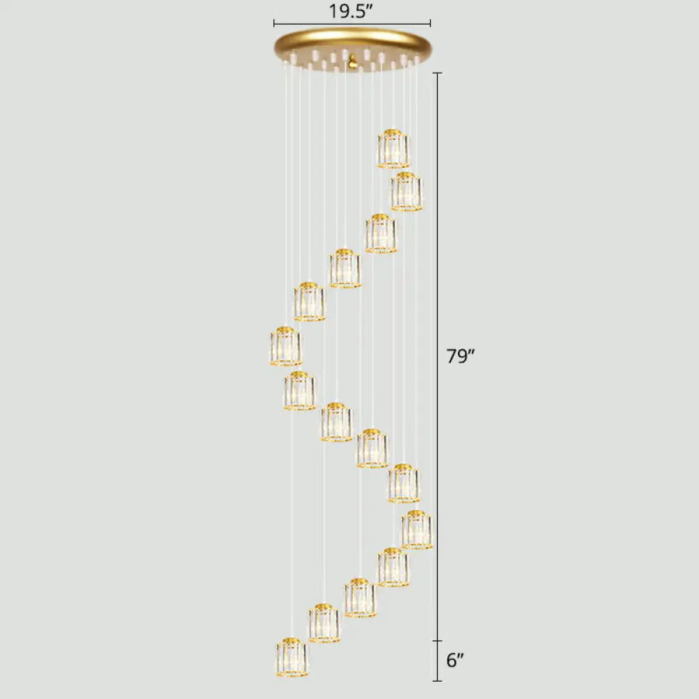 Modern Shaded Glass Multi-Light Pendant For Living Room Ceiling 15 / Gold