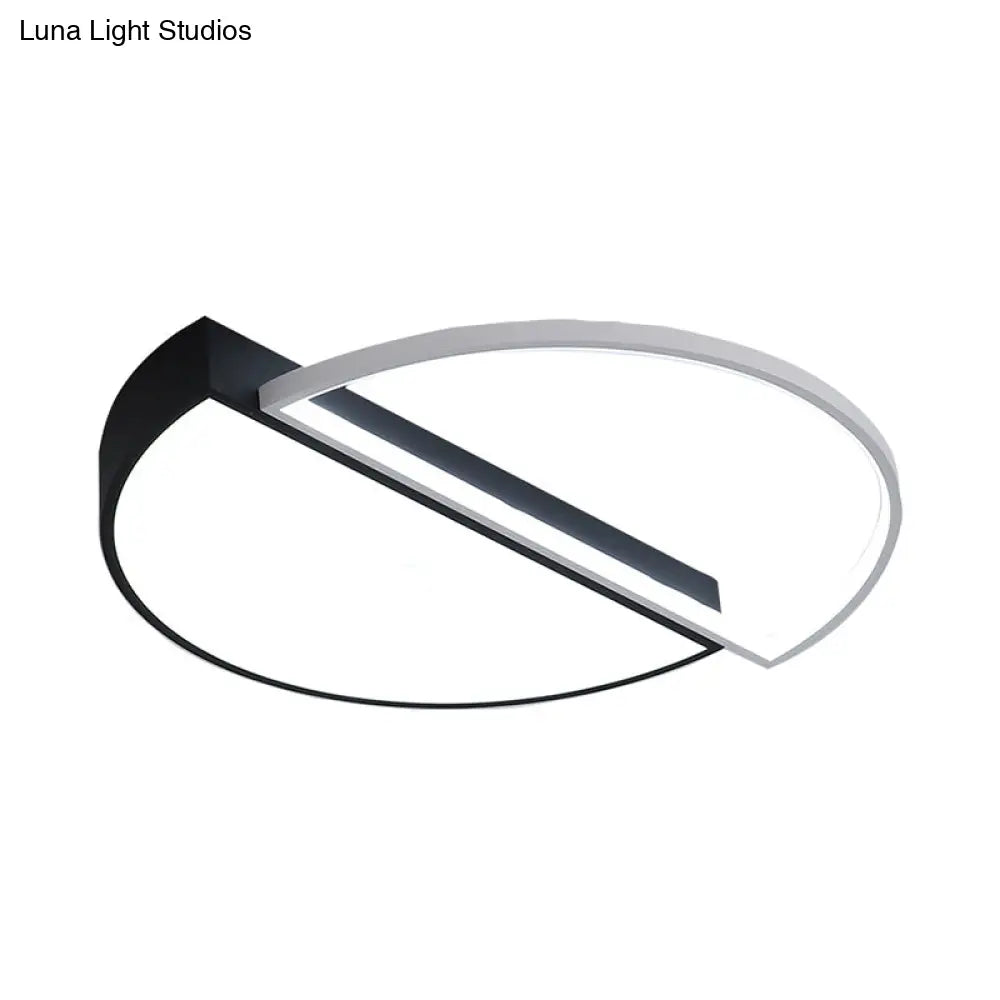 Modern Splicing Flush Mount Led Ceiling Light In Black/White With Dimming Control - 18’/21.5’ W