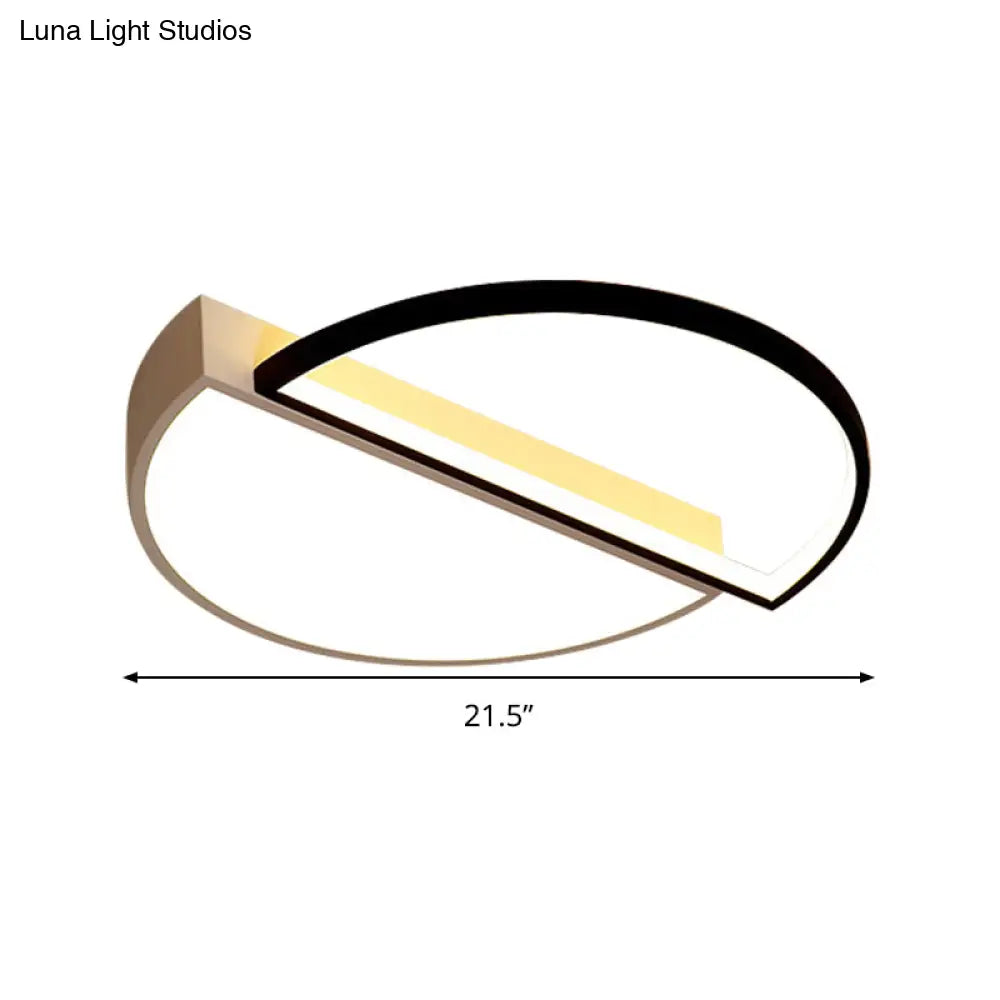 Modern Splicing Flush Mount Led Ceiling Light In Black/White With Dimming Control - 18’/21.5’ W