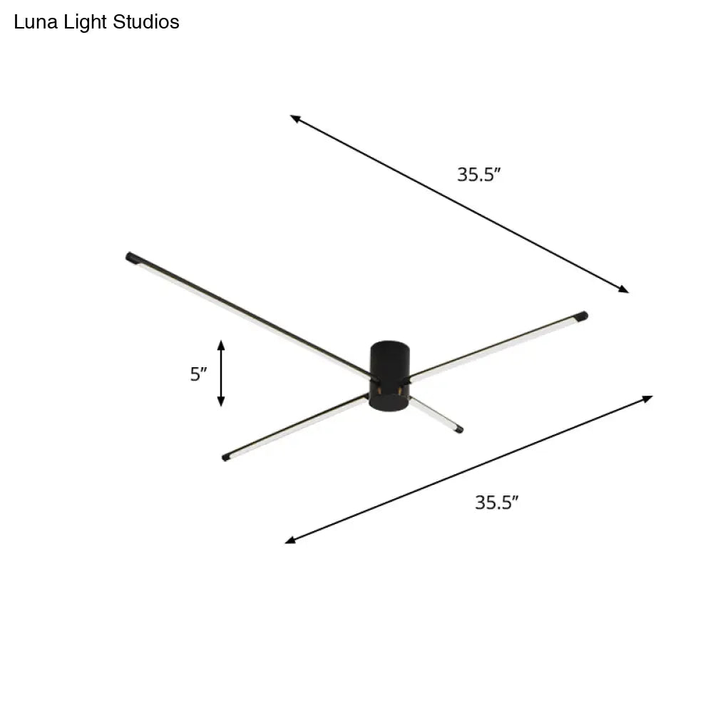 Modern Sputnik Acrylic Semi Mount Led Ceiling Light Fixture - 35.5’/39’ Width Black