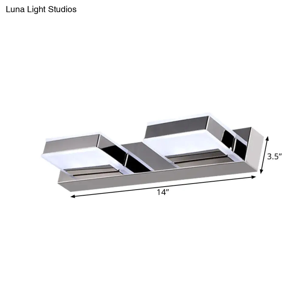 Modern Square Acrylic Vanity Light With Chrome Wall Mount - Available In 1-4 Lights