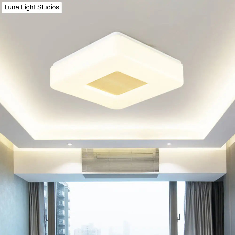 Modern Square Flush Mount Led Ceiling Light In Warm/White - Wide Acrylic Fixture 8’/14.5’/18.5
