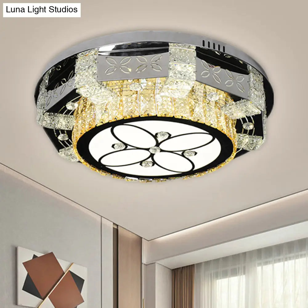 Modern Stainless - Steel Led Ceiling Light With Crystal Twisted/Oval Pattern